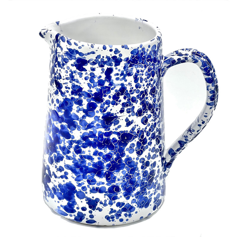 Taverna Speckled Pitcher, Blue/White