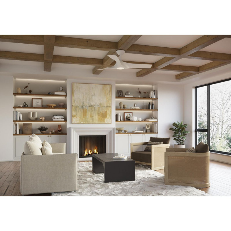 Ventilateur de plafond standard à DEL à 3 pales de 52 po avec télécommande et ensemble d'éclairage inclus, Blanc satiné