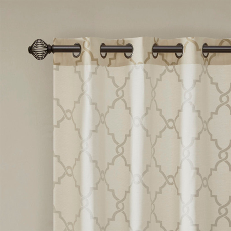 Panneau de rideau transparent Frwork Burnout pour fenêtres salon chambre, Ivoire / Gris, L 50 po x L 95 po