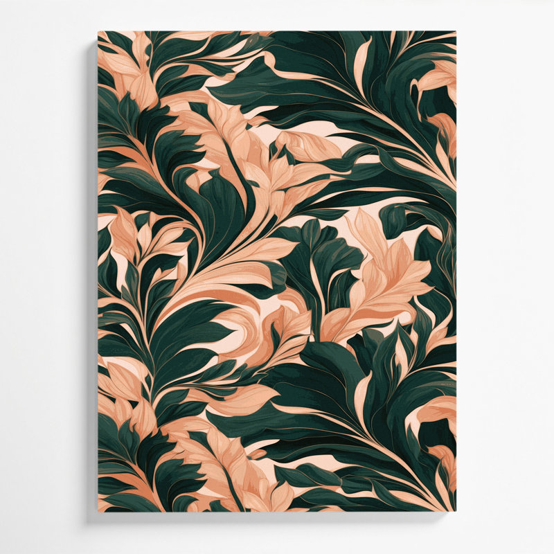 Abstrait floral 20, art mural sur toile brune, H 14 po x l 11 po