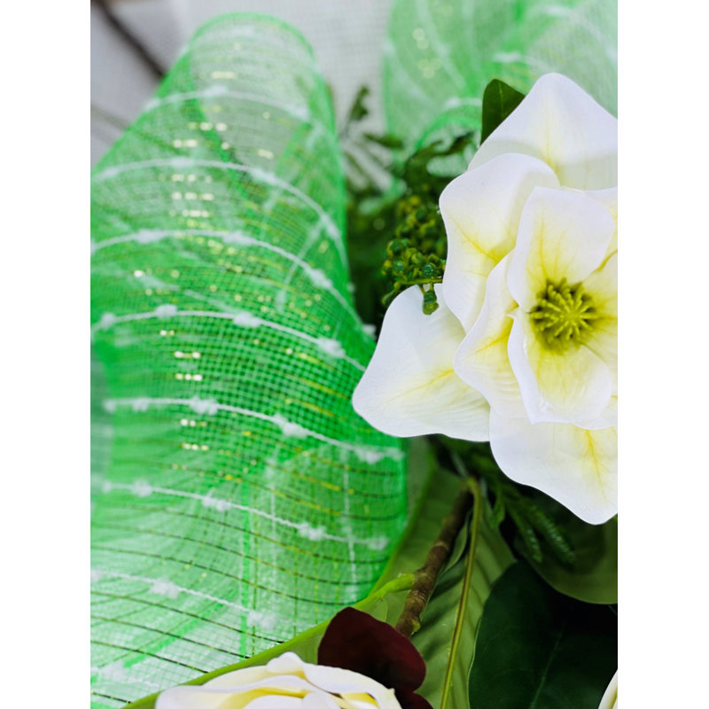 Ruban en polyester et feuille de coton rose chaud 10,5 po x 10 po, Vert lime