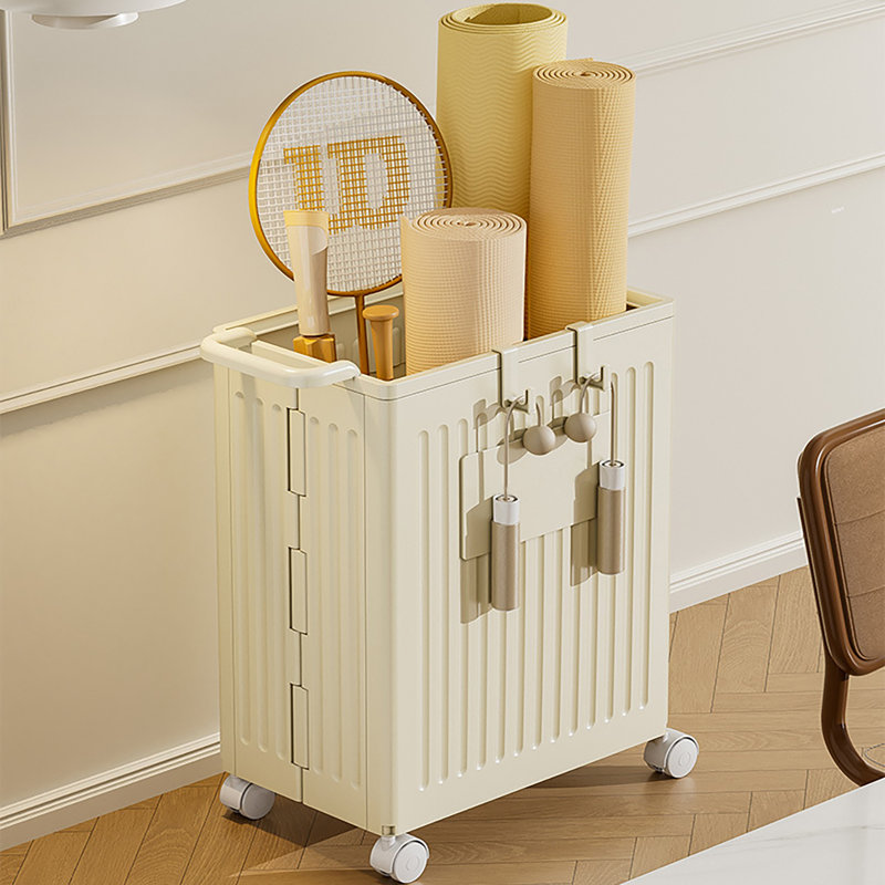Boîte de rangement amovible avec roulettes, Crème