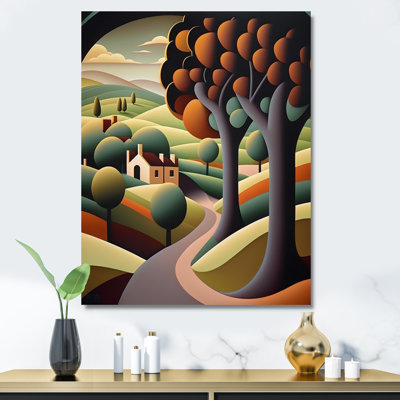 Paysage abstrait de Road To Mountain Village sur toile
