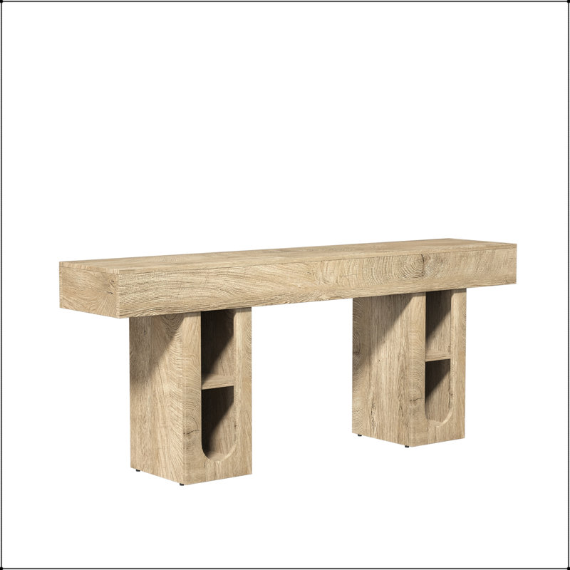 Console avec prise et tablettes réglables, 71" L, Naturel