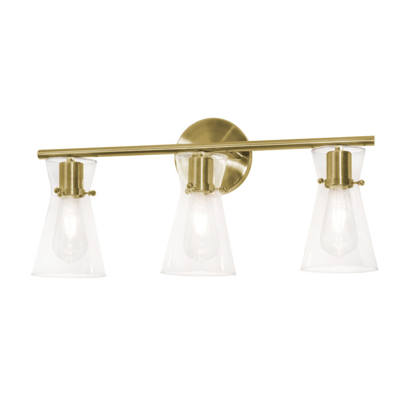 Base de meuble-lavabo; Laiton satiné Verre transparent, Laiton satiné