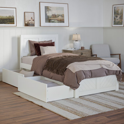 Jeinny Solid Wood Platform Bed with Matching Footboard & Storage Drawers