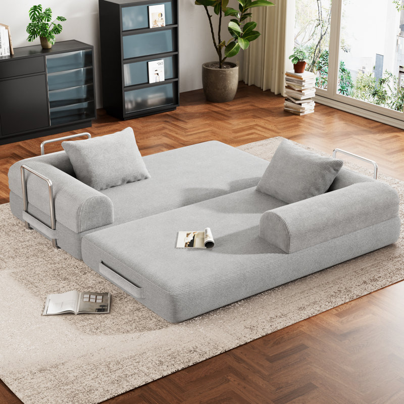 Modular Sectional Sofa Bed With Customizable Layout, Gray