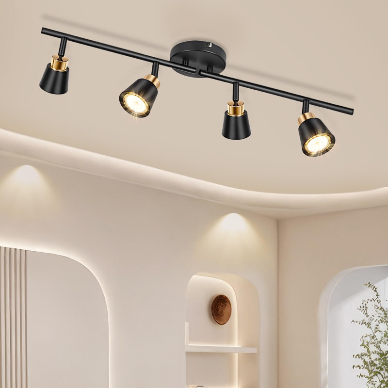 Track Lighting Fixtures Ceiling,4 GU10 Flexible Heads with Dimmable Bulbs