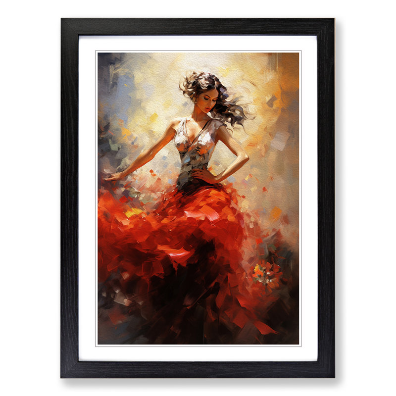 Flamenco dancer Impressionism - Framed Print, 46cm H x 34cm W x 2cm D, Black
