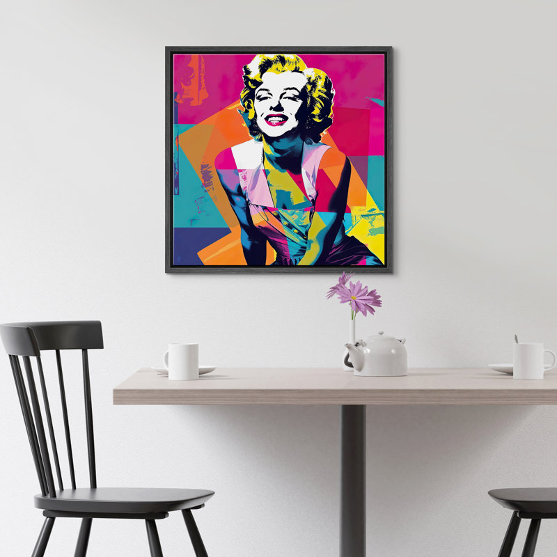 Pop Pop Street, Marilyn Monroe, Graffiti, H 24 po x l 24 po, Cadre noir
