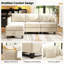 Canapé modulaire rembourré en L en chenille 85,6 po 4 places avec repose-pieds-130836692