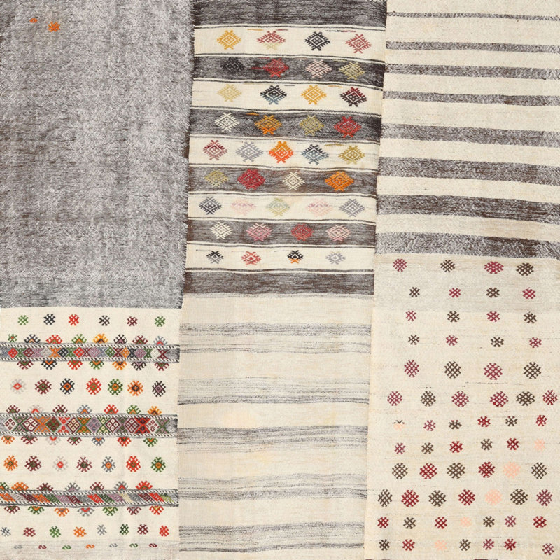 Tapis ivoire / gris clair Oli, Carré 7 pi