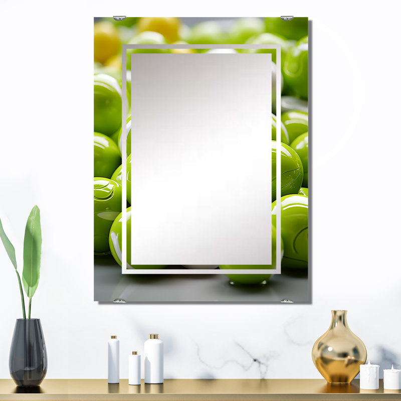 Fractal vert pomme II - miroir mural géométrique abstrait grand MIR137470, 32 po x 24 po