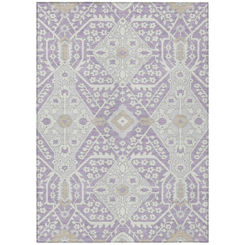 Tapis intérieur lavable floral 9 pi x 12 pi gris