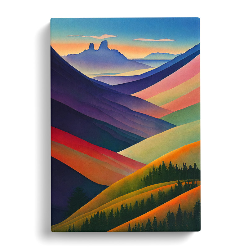 Mountain Landscape Painted No.6 - Wrapped Canvas, 50cm H x 35cm W x 3cm D