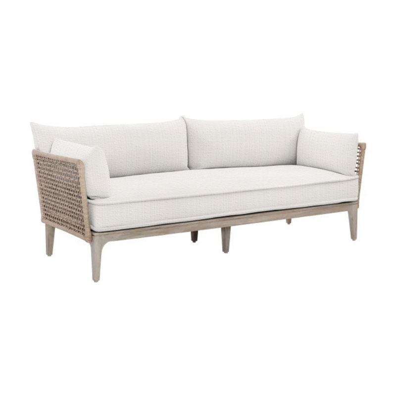 Catalonia Outdoor Teak Loveseat, White Sunbrella 6063-000