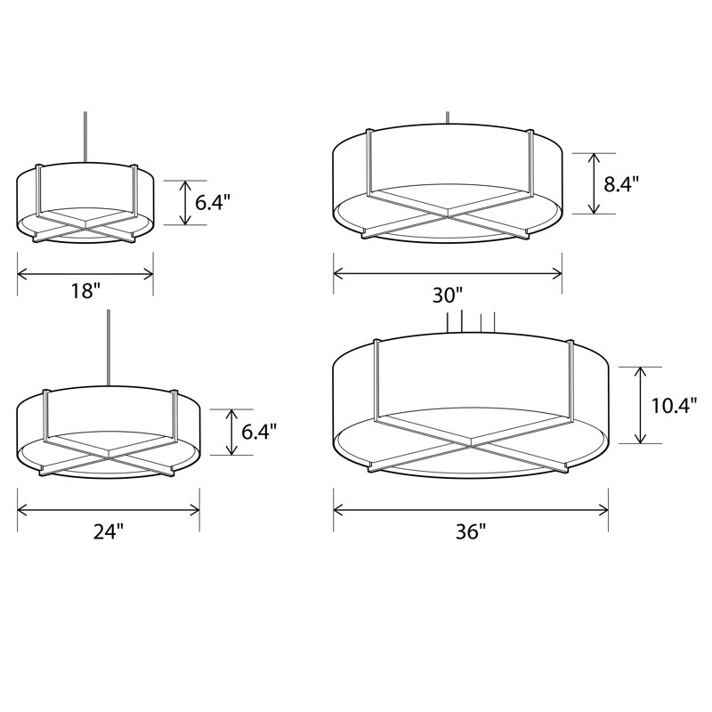 Plura 2 - Light Chandelier, 6.37" H x 24" W x 24" D, Brushed Aluminum, Dark Stained Walnut