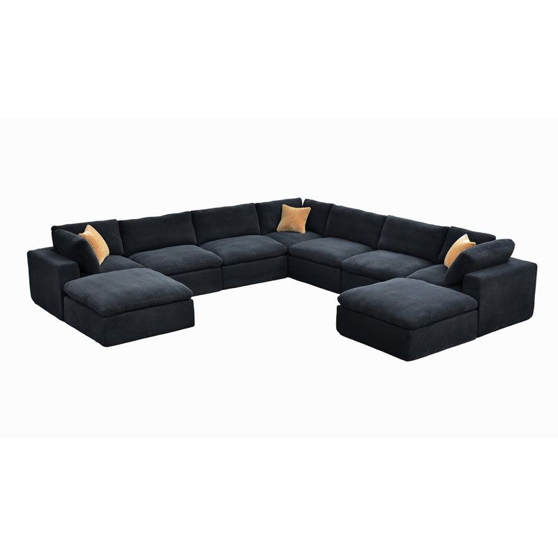 Grain de café modulaire entièrement rembourré avec coussins décoratifs, Mélange de polyester gris foncé