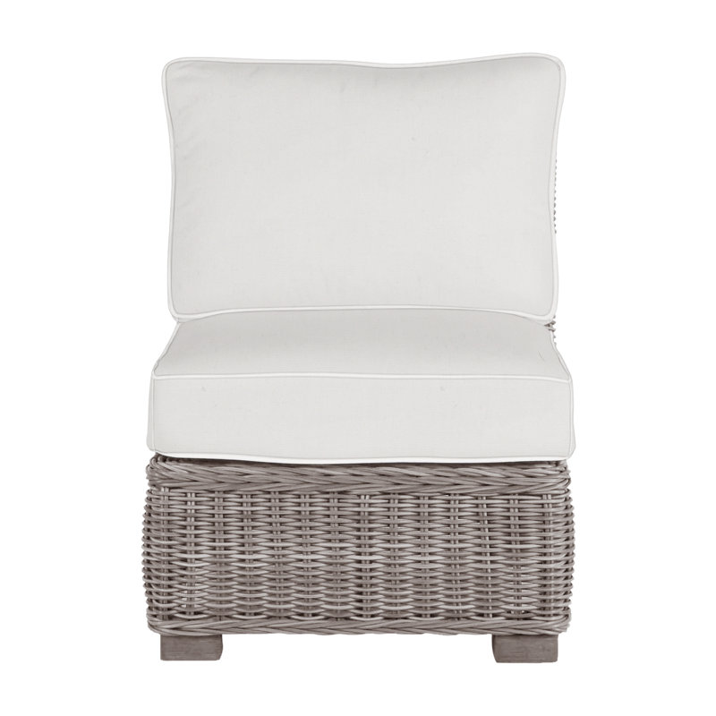 Rustic Woven Sectional Slipper Chair, No Welt, Oyster, Natural White