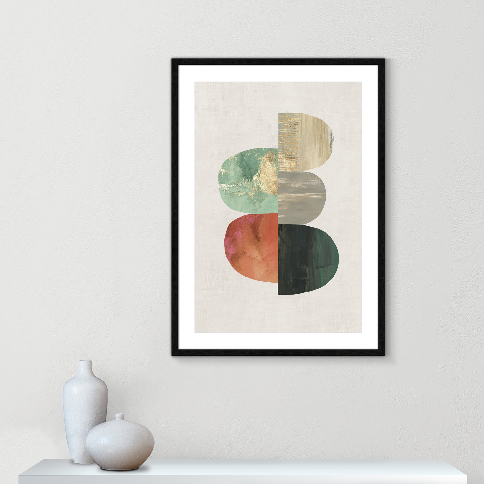 Evolving Energy I - Painting Print, Picture Framed Paper, 35.5" H x 25.5" W, Black Wood