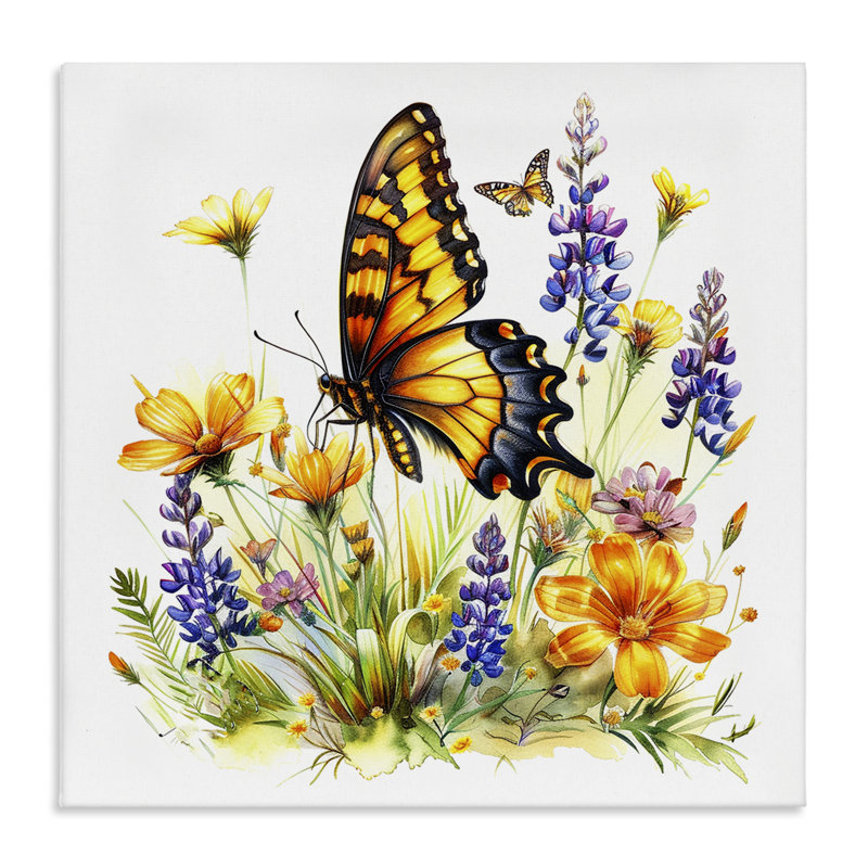  Art mural sur toile Butterfly Wings Garden par LSR Design Studio, H 30 po x l 30 po