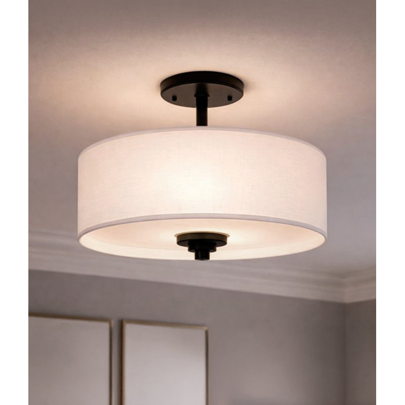 3-Light Matte Black Semi Flush Ceiling Light