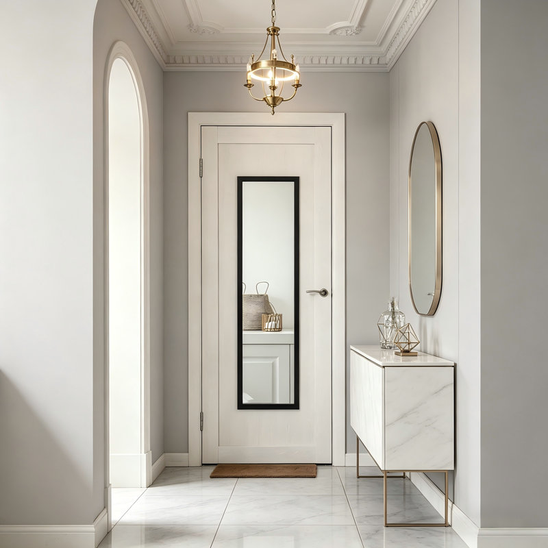 Miroir mural rectangulaire noir, 13 po x 49 cm, de style polyvalent, adapté aux salles de bain et aux salons.