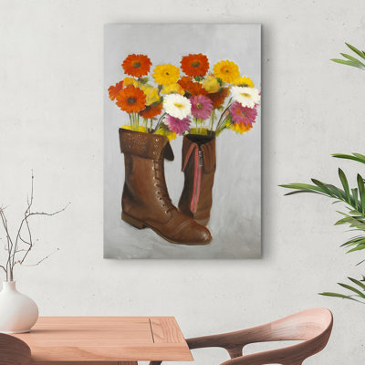 Boots with Daisies Flowers - Floral Canvas Home Decor