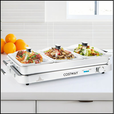 Réchaud électrique 2 en 1 avec contrôle de la température, grande capacité et conception polyvalente pour réchauffer les aliments sans effort