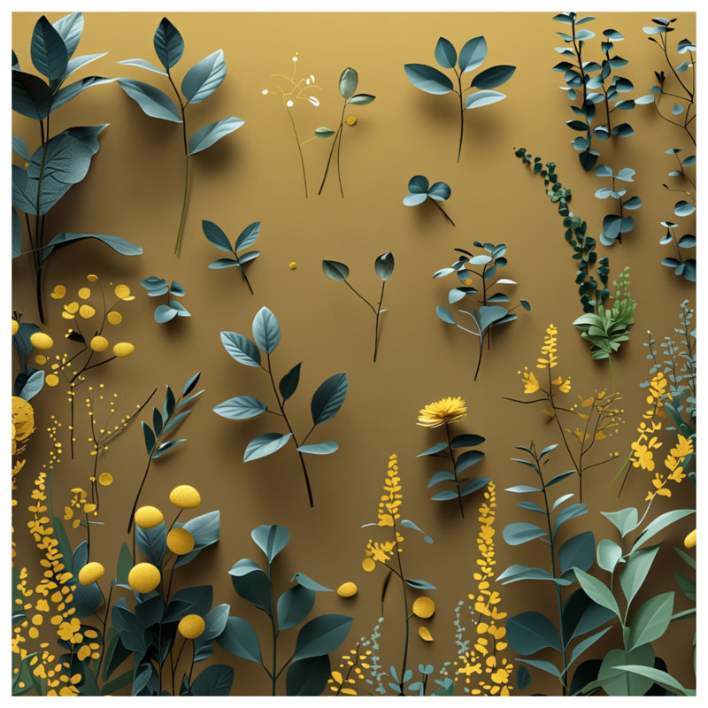 Coussin Botanical, 16 x 16 inches