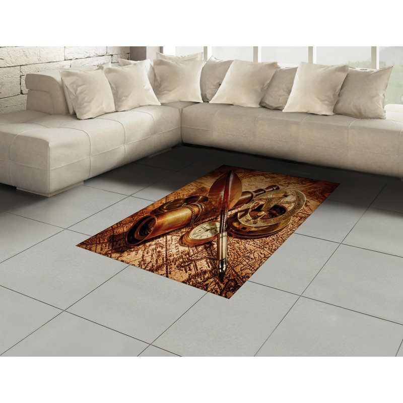 Tapis décoratif brun en fibres à haute densité, Rectangle— 4 pi x 5 pi 8 po
