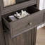 Grande armoire de rangement moderne avec portes et tablettes en verre, buffet autoportant avec tiroir-1560213541