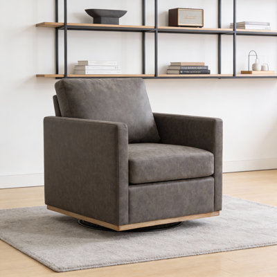 30.5" W Upholstered Comfy Swivel Club Chair