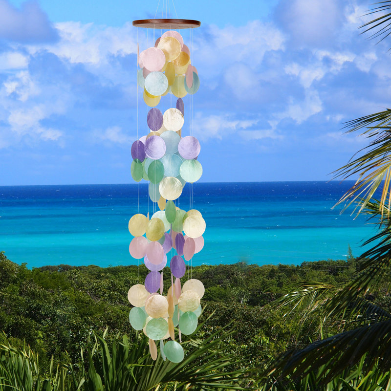 Rainbow Capiz Shell Waterfall Wind Chime for Outdoor Decor