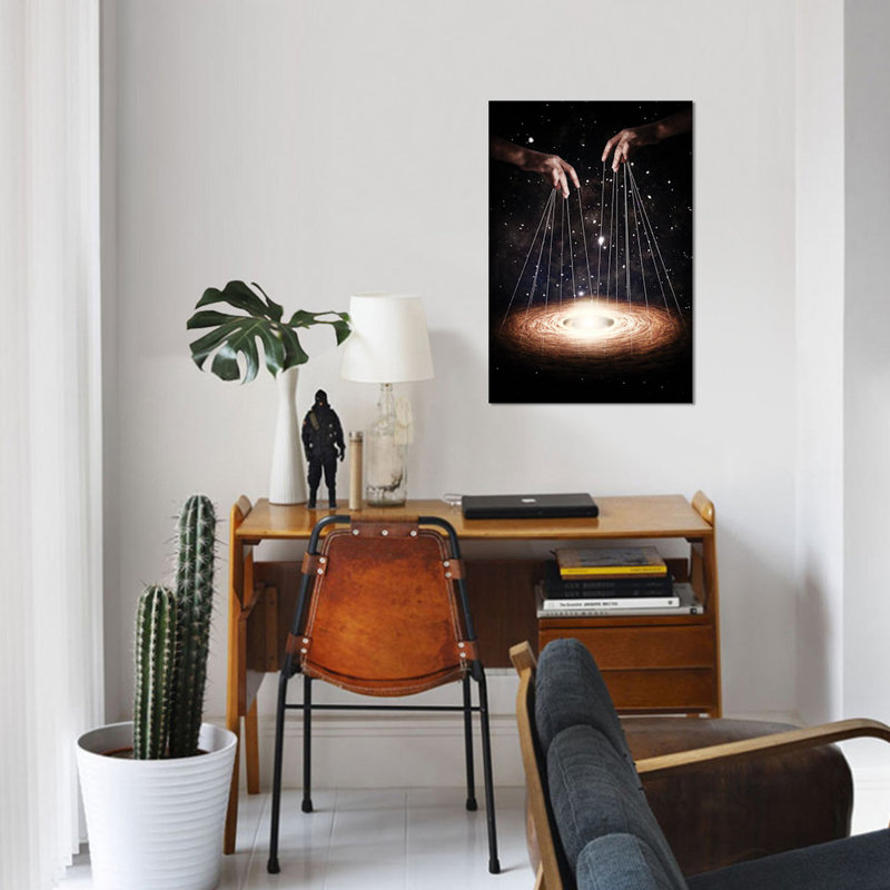 « the puppeteer », impression sur toile, H 12 po x l 8 po x P 0,75 po, Toile tendue, Pas de tapis