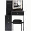 Petite coiffeuse 29,2 po avec tabouret de chevet gauche + tabouret rembourré, 2 blocs d'alimentation CA + 2 ports USB, support pour séchoir à cheveux, très grand miroir à DEL coulissant à commande tactile, changement de luminosité tricolore, réglage de la luminosité