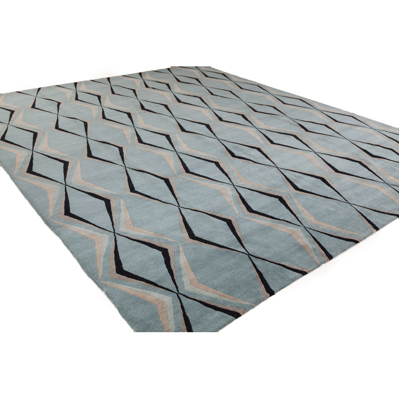 Contemporary Wool Geometric Area Rug, Rectangle 4' x 6'