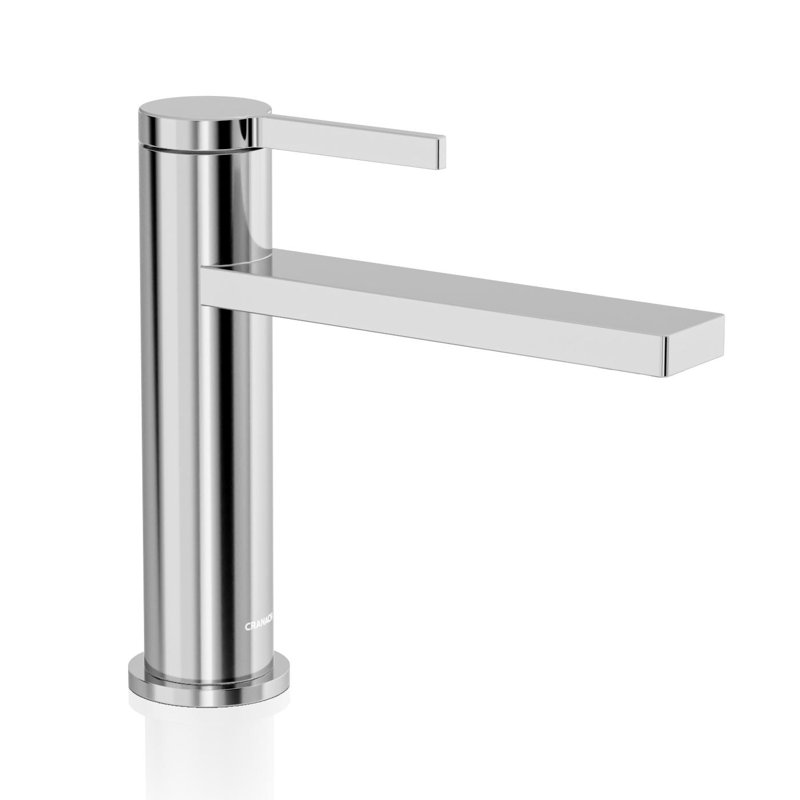 Robinet de lavabo de salle de bain moderne à poignée simple en chrome poli Tinian, Chrome chrome
