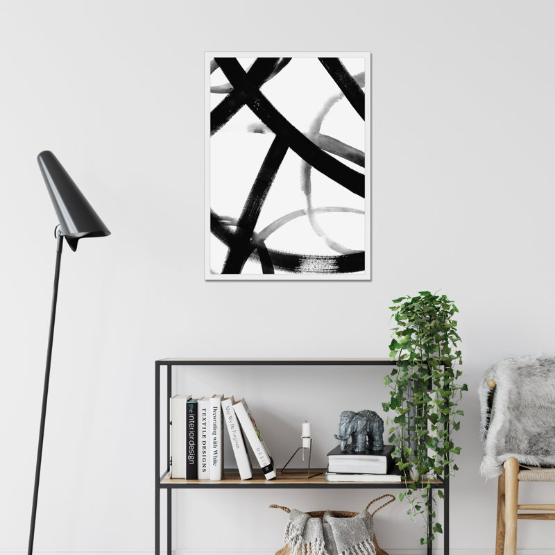 Monochrome Ripple II 1 Piece Painting, 80cm H x 55cm W, White Framed Paper Print