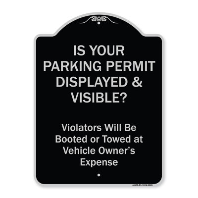 Signmission Designer Series Sign - Is Your Parking Permit Displayed & Visible | Green 18" X 24" Heavy-Gauge Aluminum Architectural Sign | Protect Your Business & Municipality | Made In The USA
