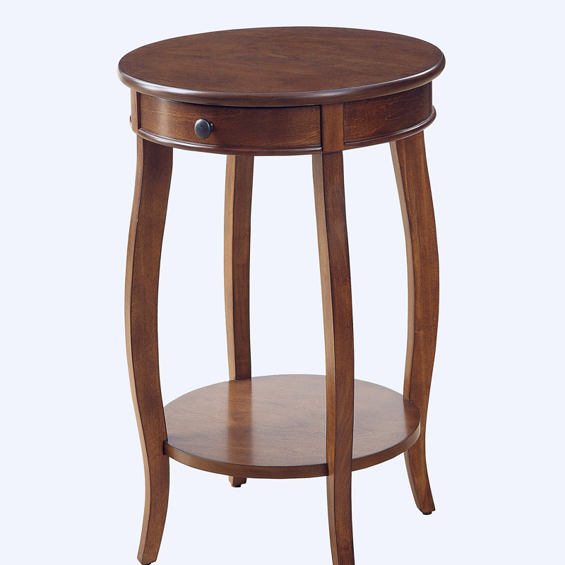 Walnut wood side table with drawer.