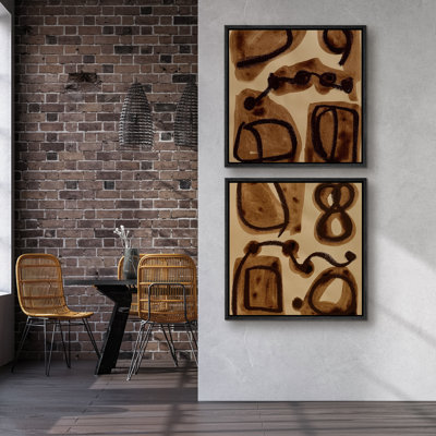 Art mural sur toile encadrée - Impressions murales géométriques abstraites pour chambre à coucher - 16 po x 2 pièces, 2 pièces