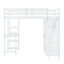Lit mezzanine double en blanc avec garde-robe, bureau et tablettes pratiques-118082938
