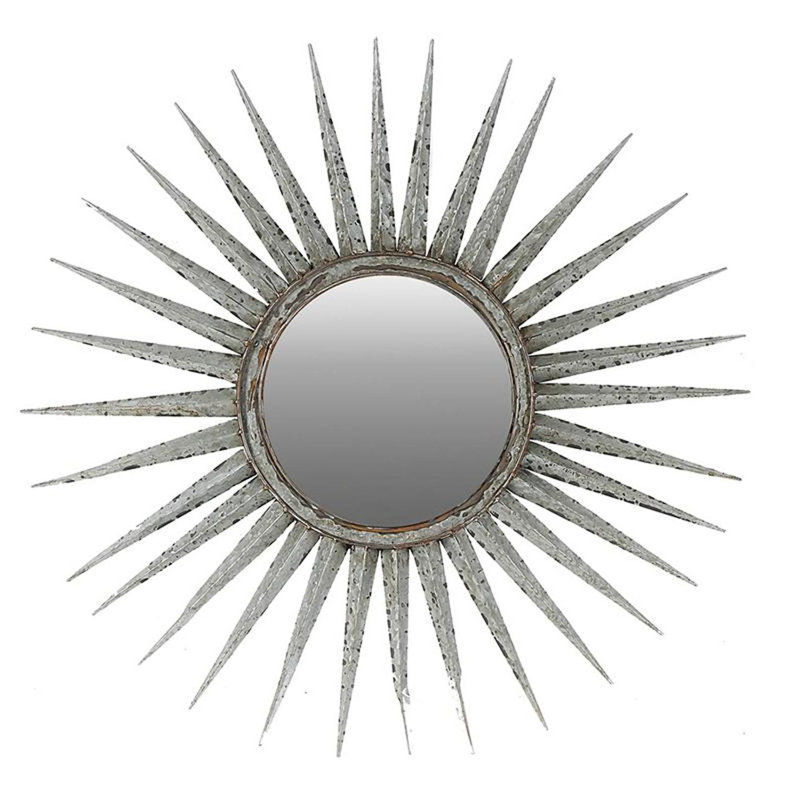 Miroir d'appoint mural 30 "gris argenté Sunburst