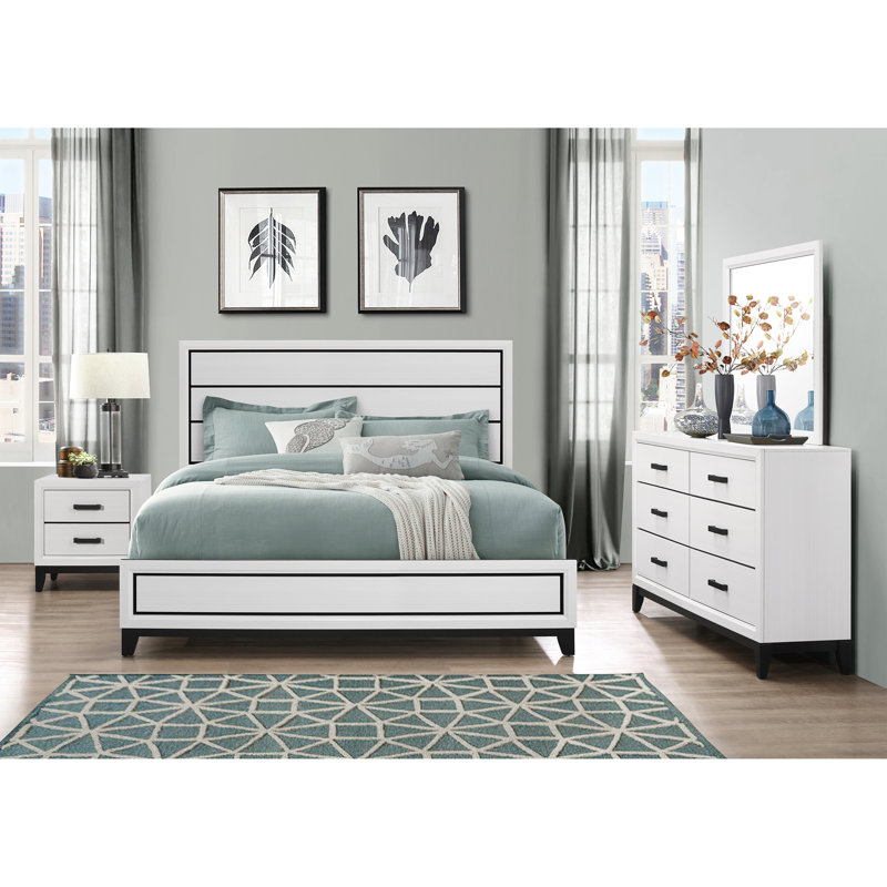 Ensemble de chambre à coucher 5 pièces, Double, Blanc