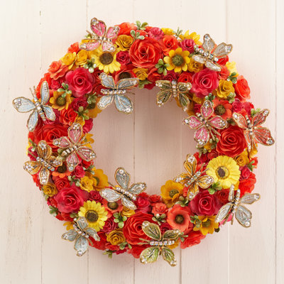 Couronne en bois 21 po avec papillon