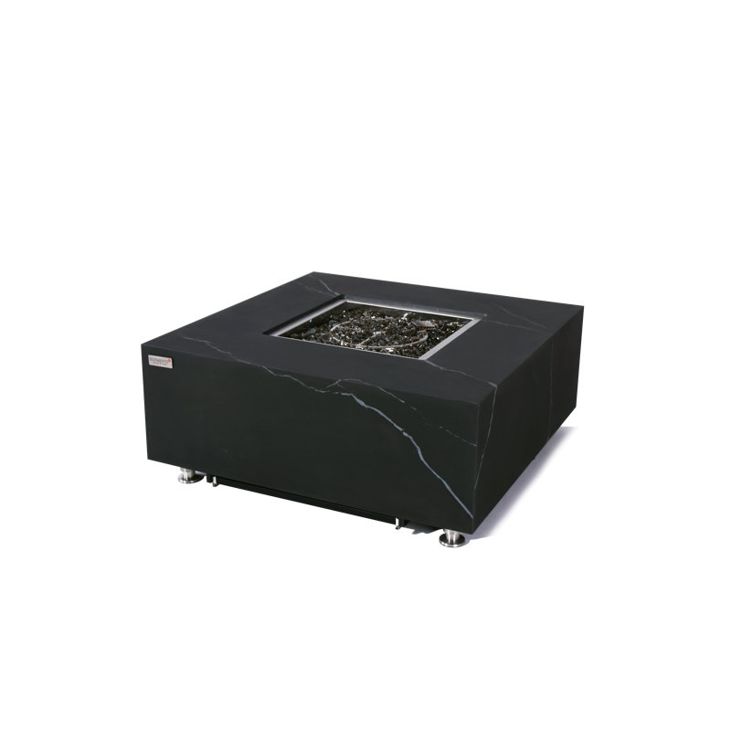 Black Marble Porcelain Square Gas Fire Pit Table