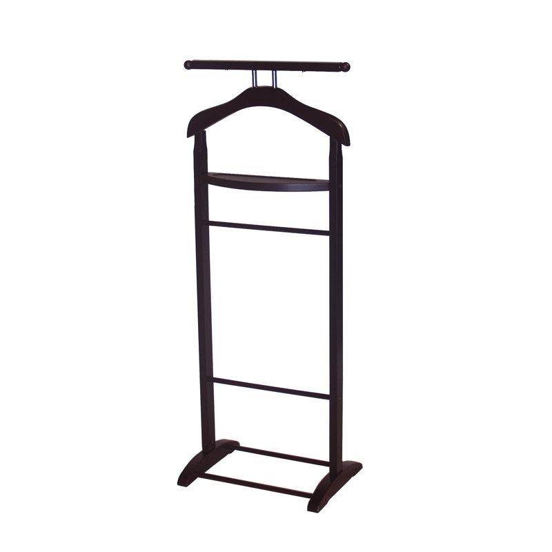 Walnut Wood Knight Valet Stand with Key Rack and Tie Bar