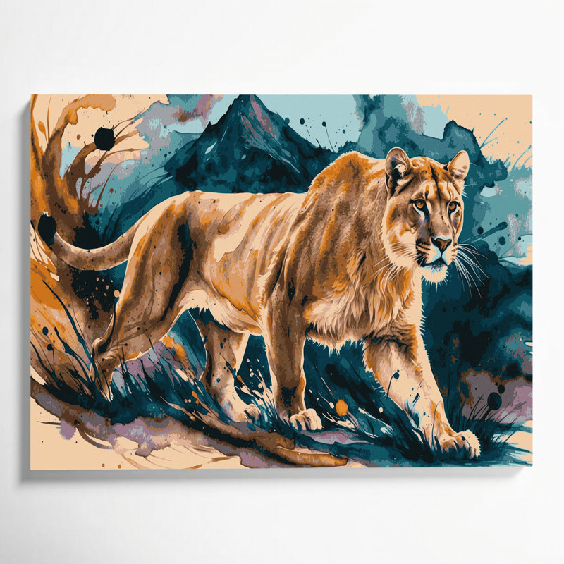 «Big Cats Mountain Mountain», art mural sur toile brune, H 16 po x l 20 po
