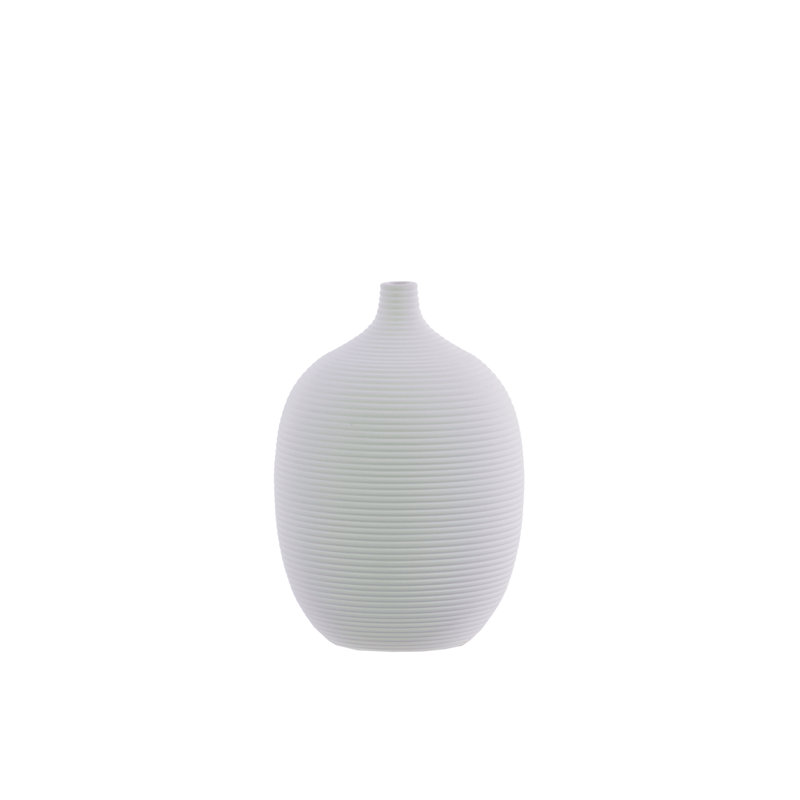 Ceramic Table Vase, White, 6.25" H x 4.250" W x 4.250" D